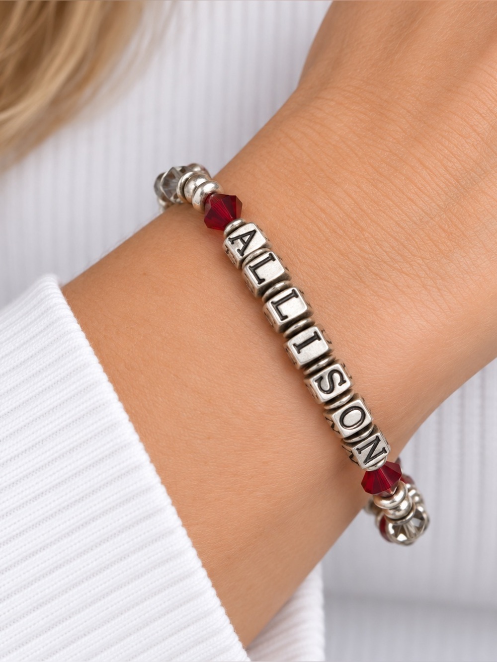 Allison Name Bracelet Silver Heart Toggle With Crystal Accents Vintage